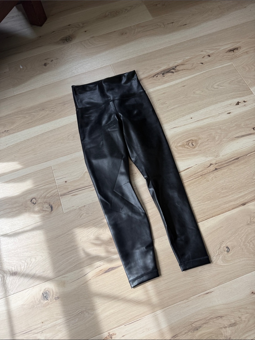 90 Degree By Reflex Faux Leather Look High Waist Leggings - Black